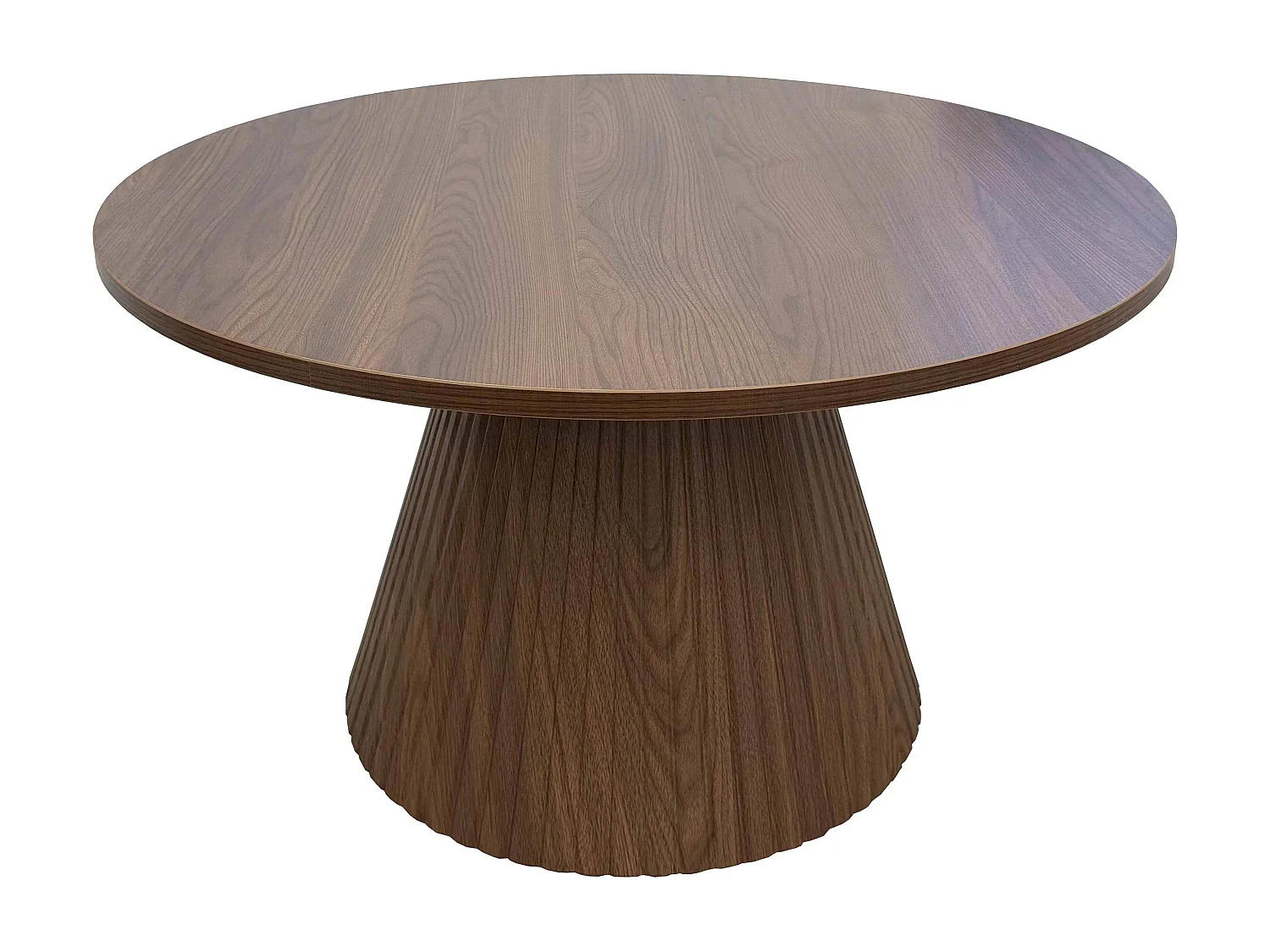 Table basse ronde 80 cm moderne effet bois foncé