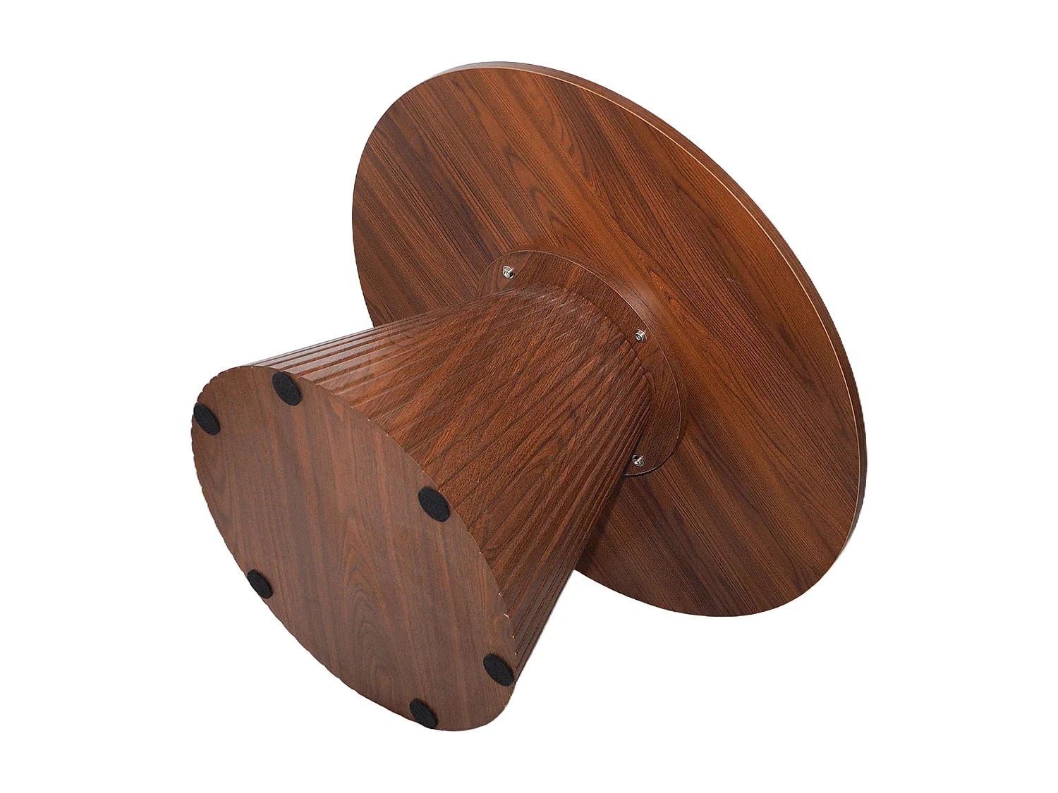 Table basse ronde 80 cm moderne effet bois foncé