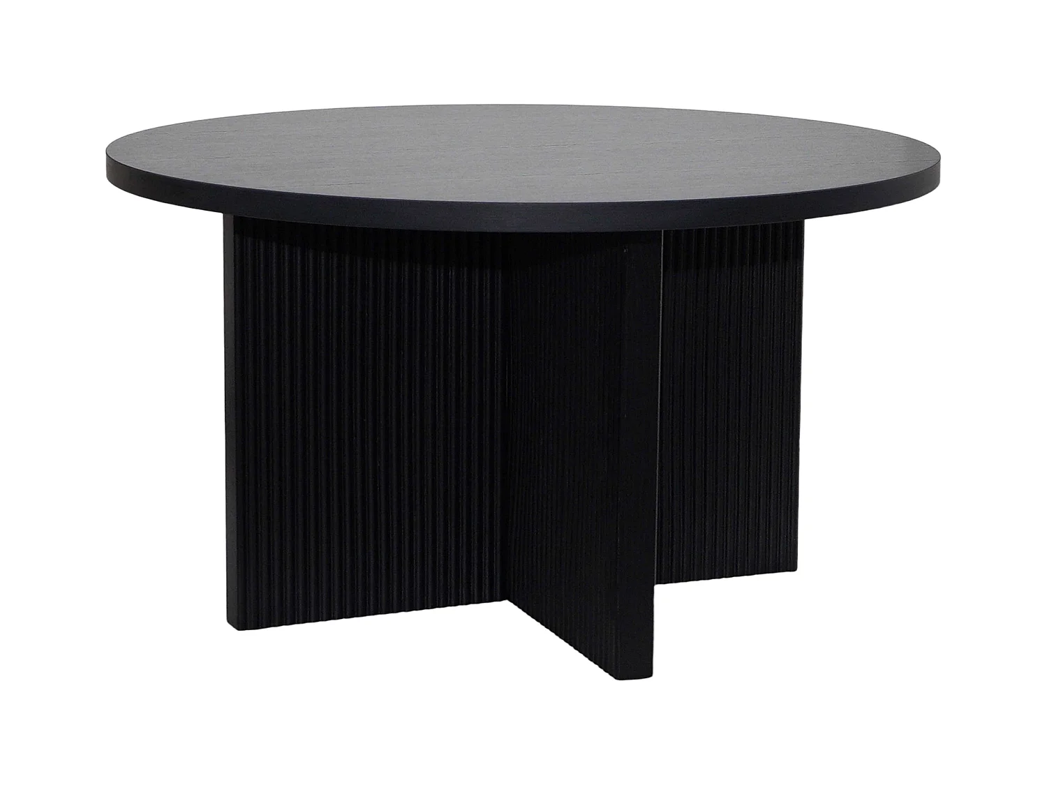 Table basse ronde 80 cm scandinave effet bois noir