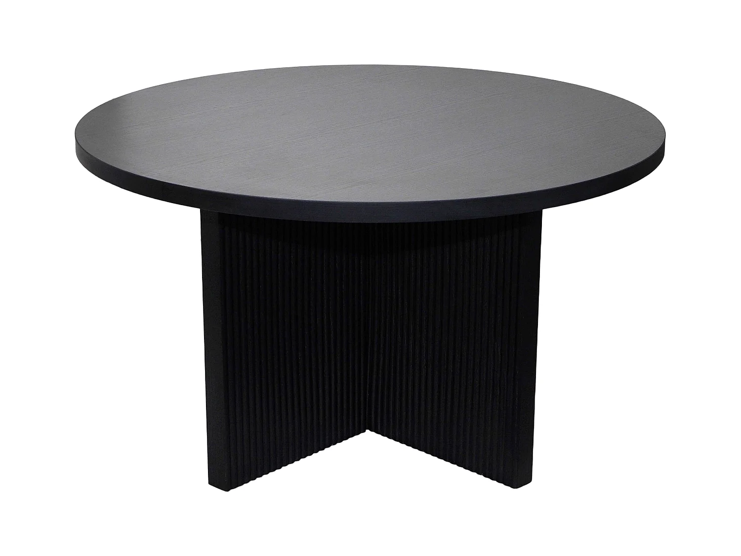 Table basse ronde 80 cm scandinave effet bois noir