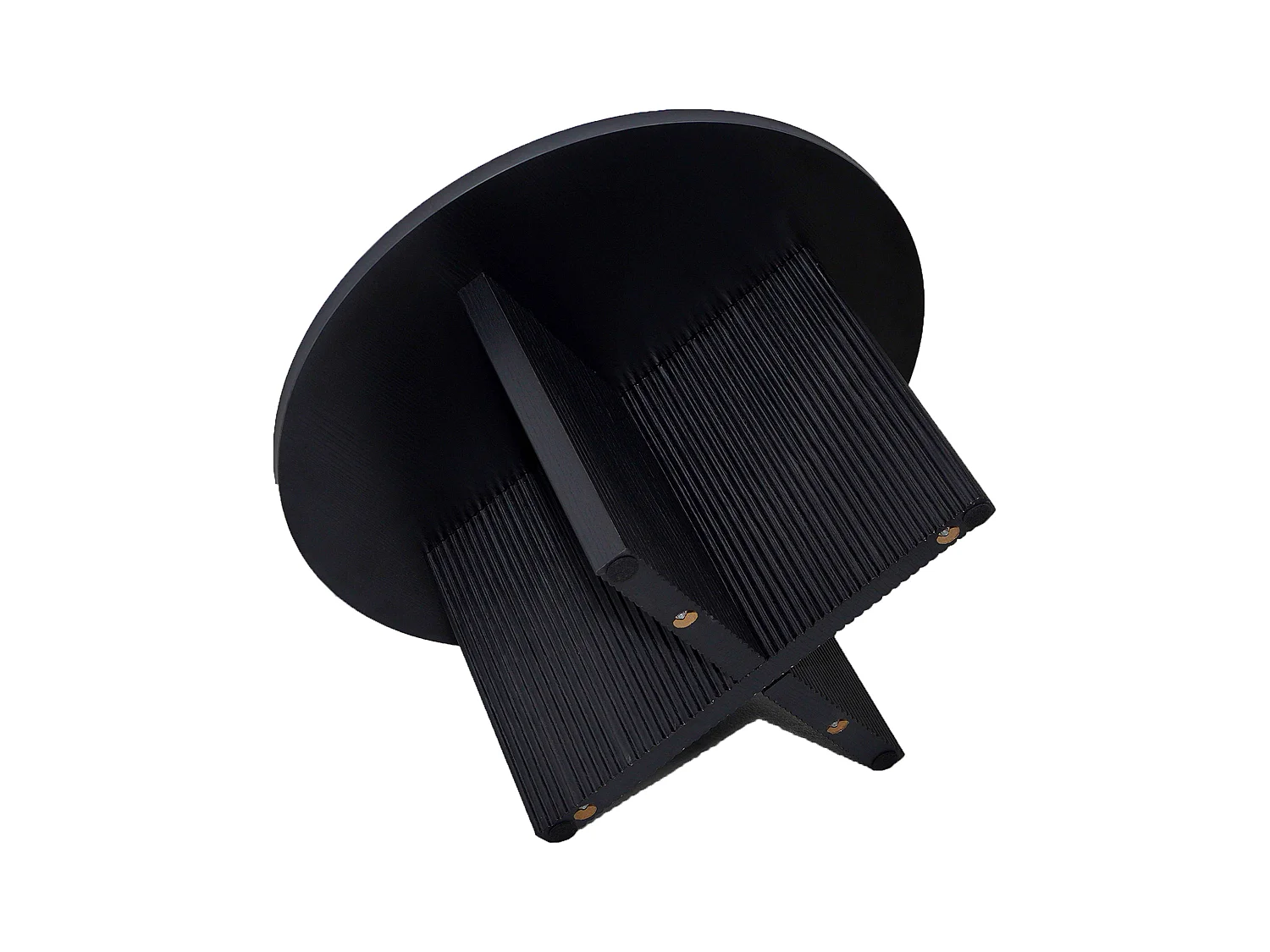 Table basse ronde 80 cm scandinave effet bois noir