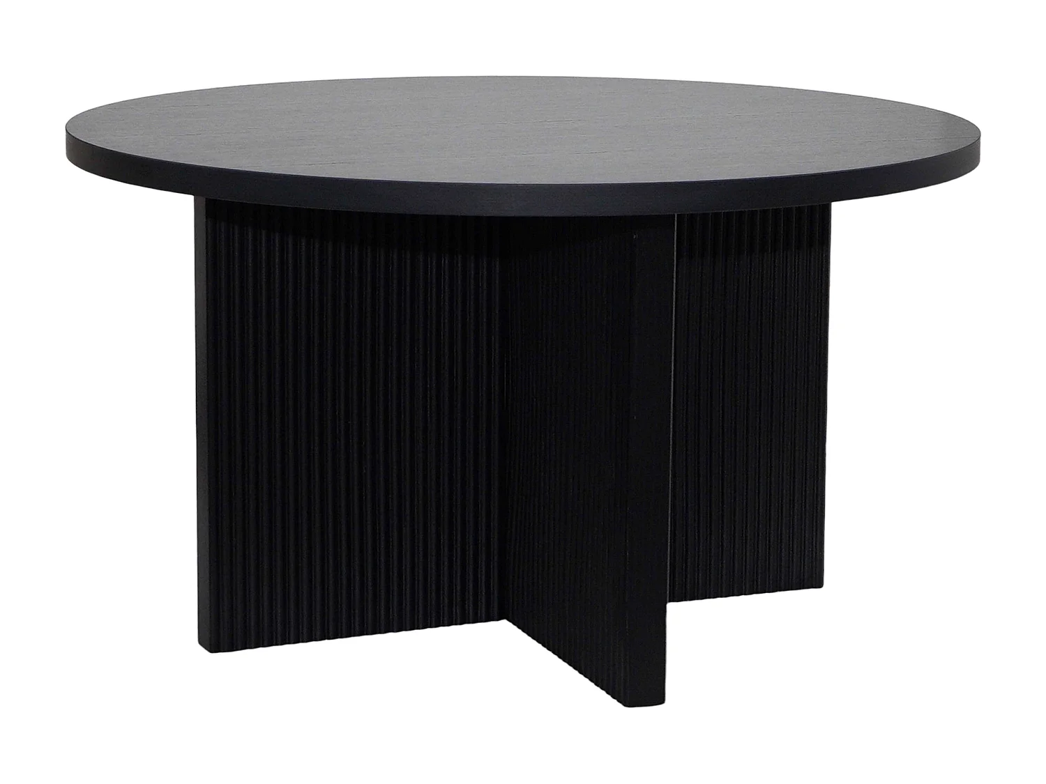 Table basse ronde 80 cm scandinave effet bois noir