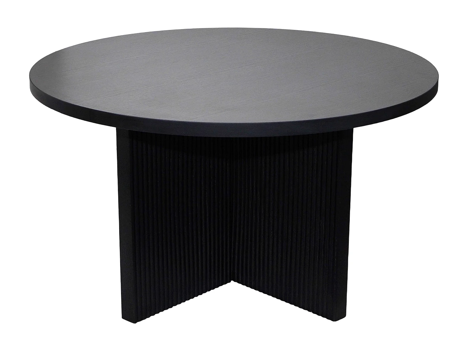 Table basse ronde 80 cm scandinave effet bois noir