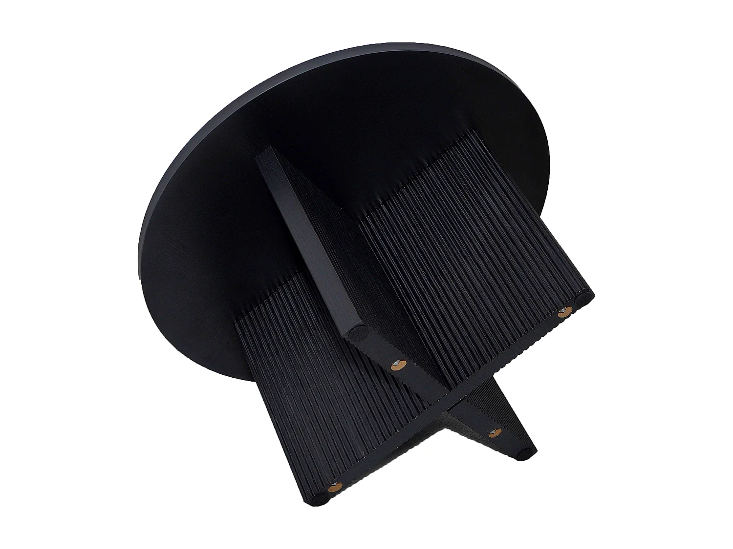 Table basse ronde 80 cm scandinave effet bois noir