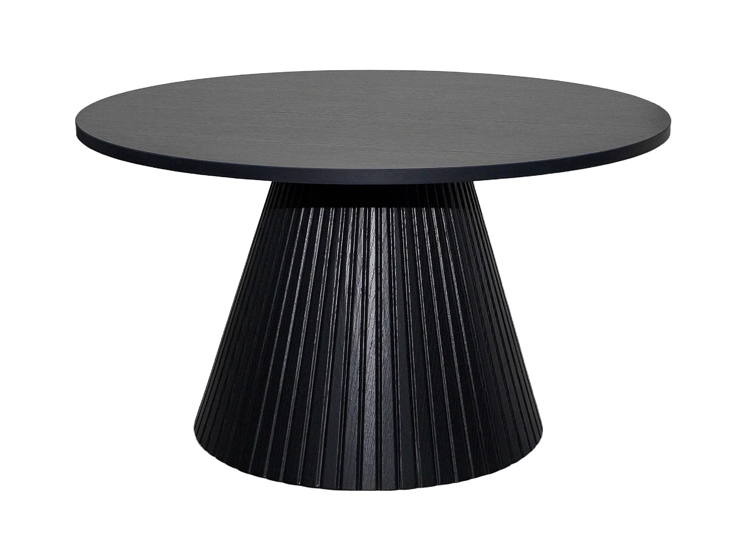 Table basse ronde 80 cm moderne effet bois noir