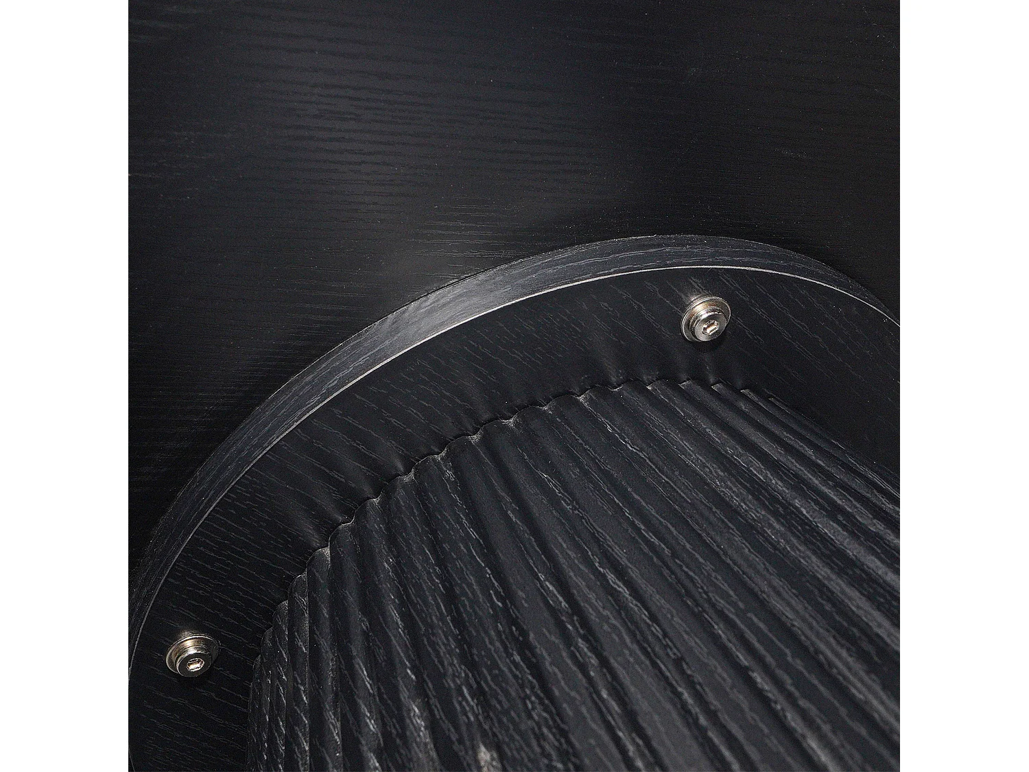 Table basse ronde 80 cm moderne effet bois noir