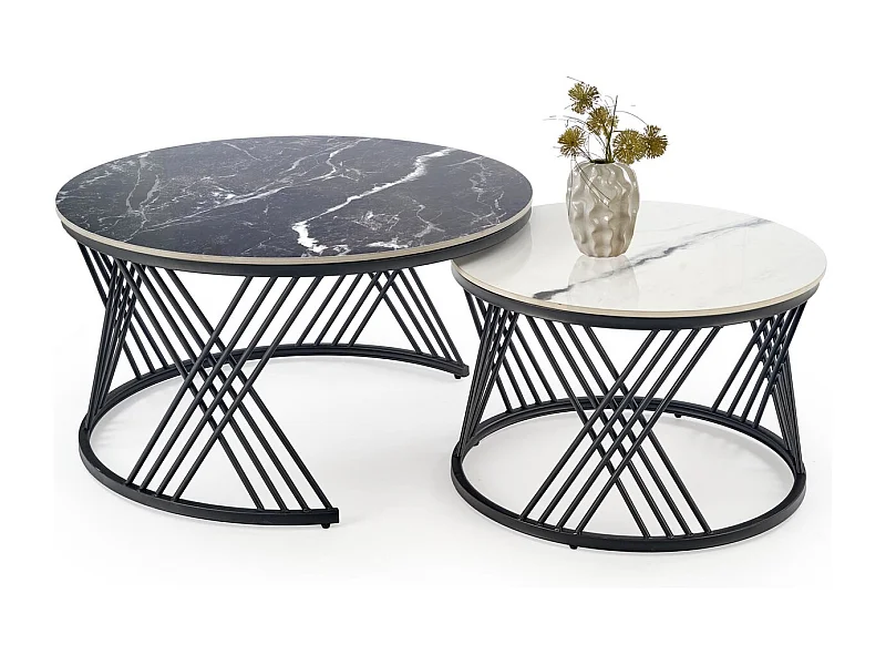 Set di tavolini da caffè Flamingo/set di 2/metallo sinterizzato/bianco nero