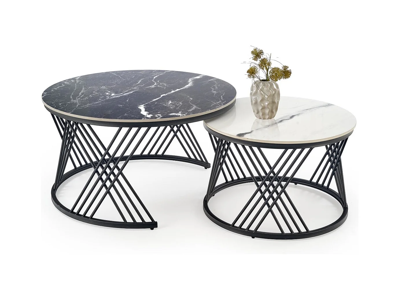 Set di tavolini da caffè Flamingo/set di 2/metallo sinterizzato/bianco nero