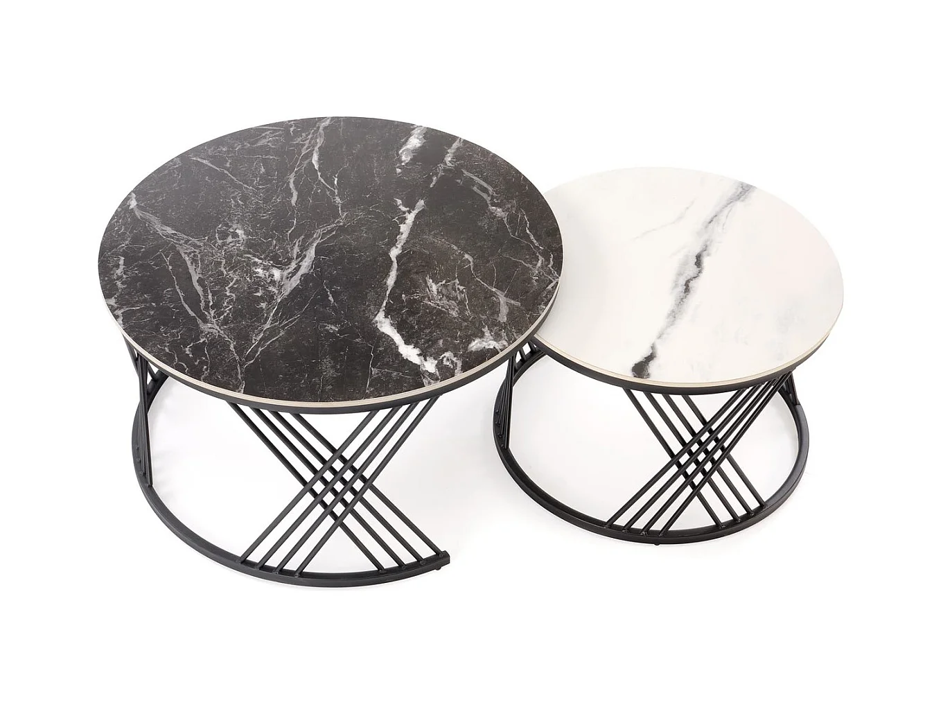 Set di tavolini da caffè Flamingo/set di 2/metallo sinterizzato/bianco nero