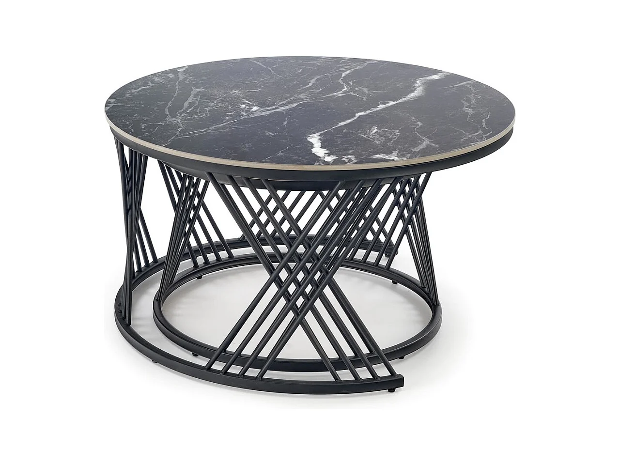 Set di tavolini da caffè Flamingo/set di 2/metallo sinterizzato/bianco nero