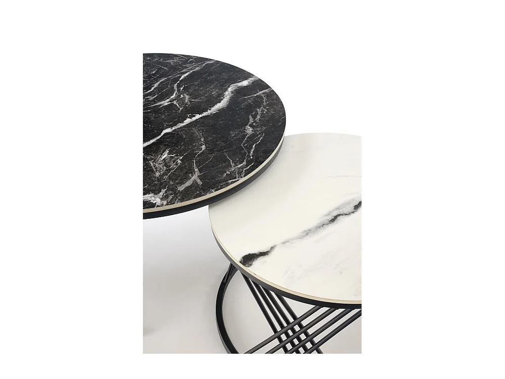 Set di tavolini da caffè Flamingo/set di 2/metallo sinterizzato/bianco nero