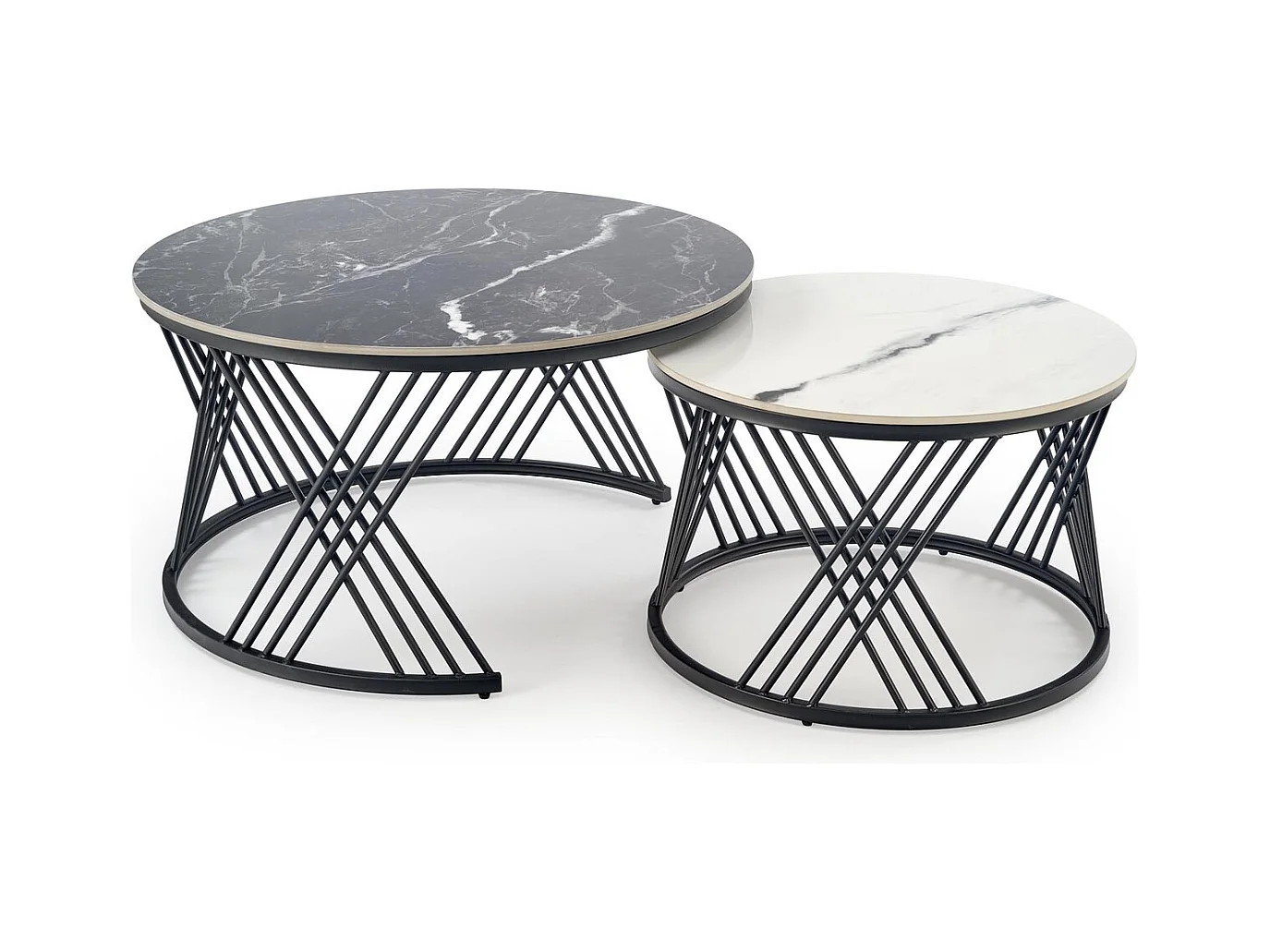 Set di tavolini da caffè Flamingo/set di 2/metallo sinterizzato/bianco nero