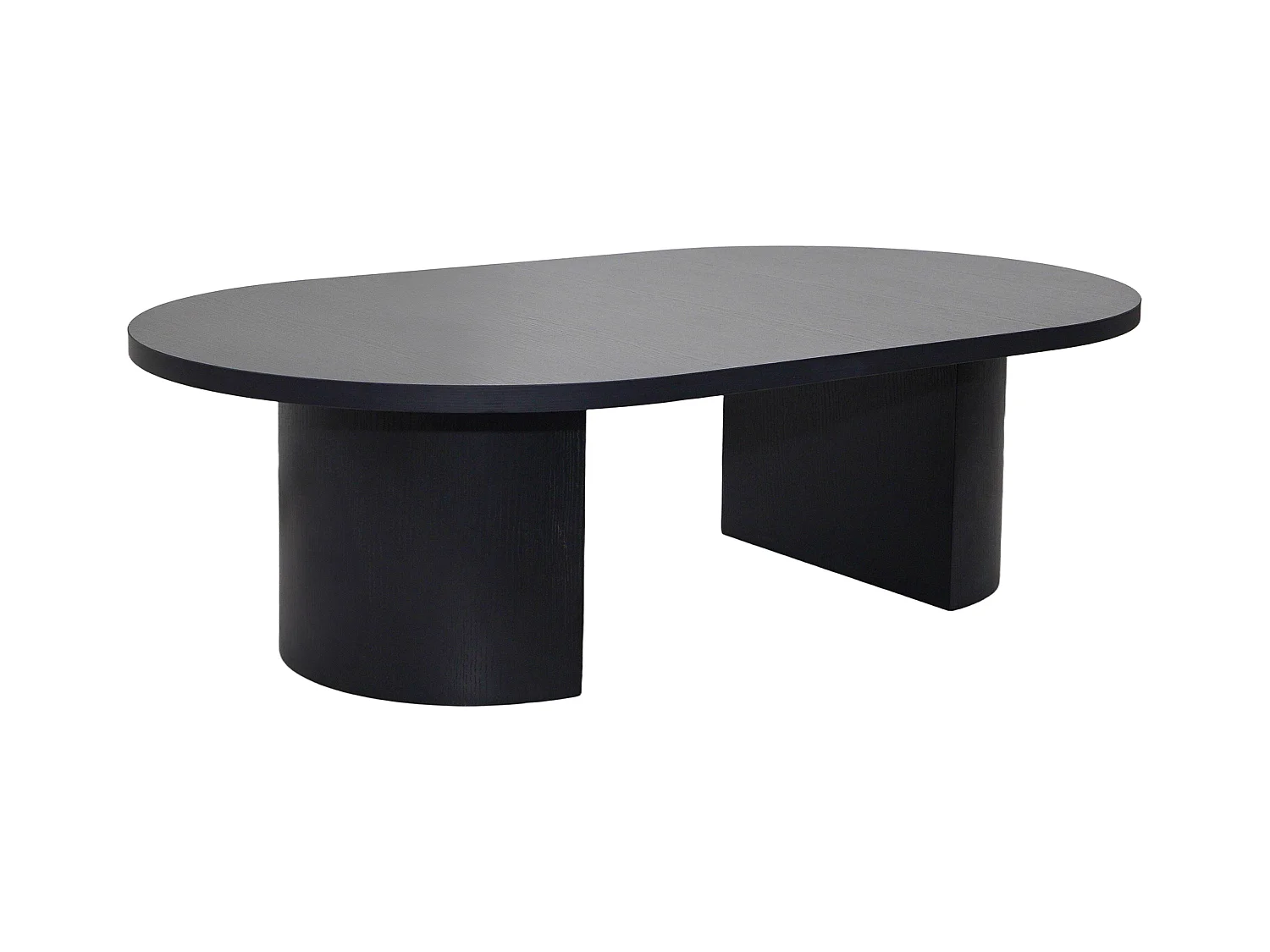 Table basse ovale 120 cm moderne effet bois noir