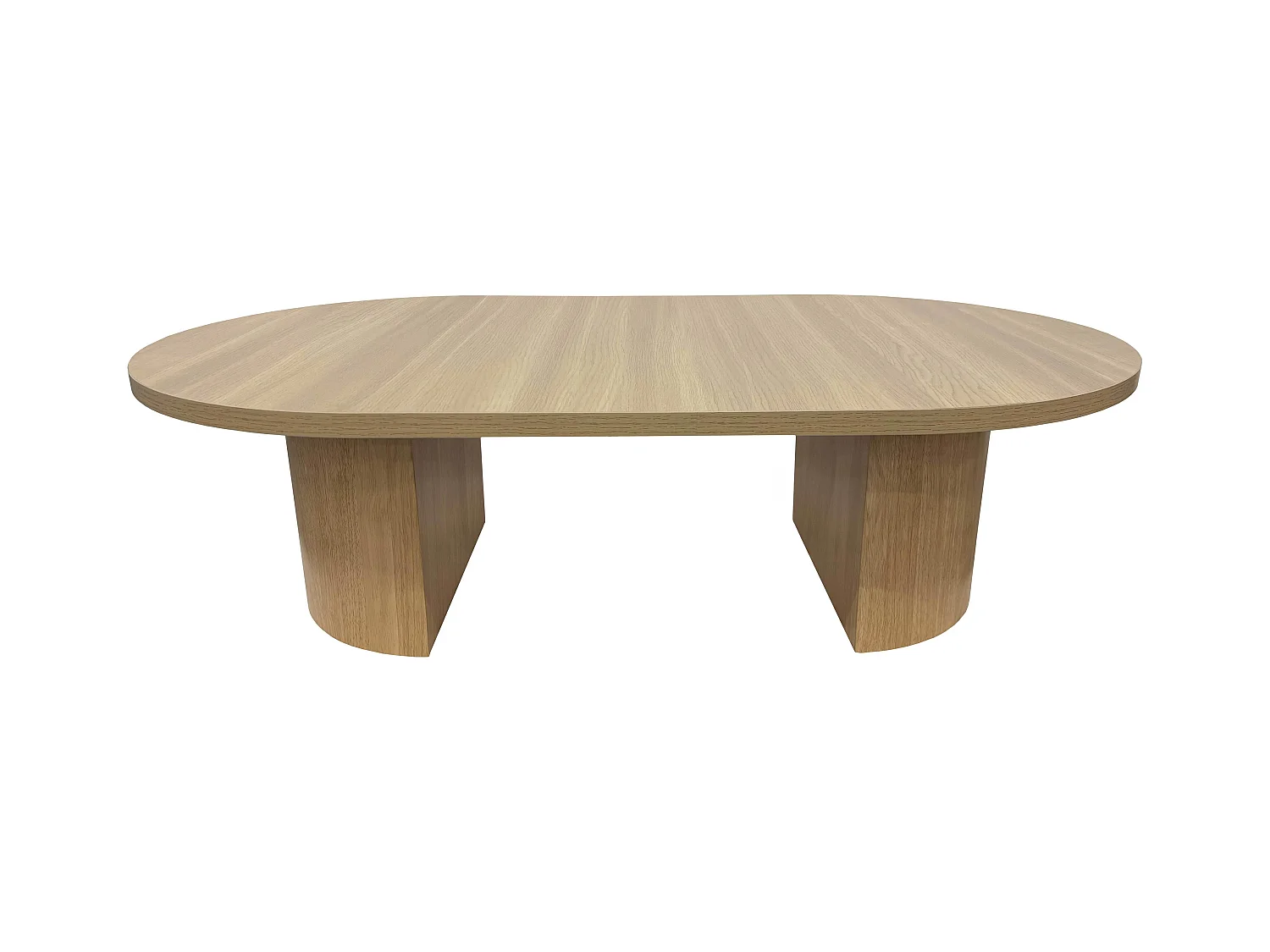 Table basse ovale 120 cm moderne effet bois clair