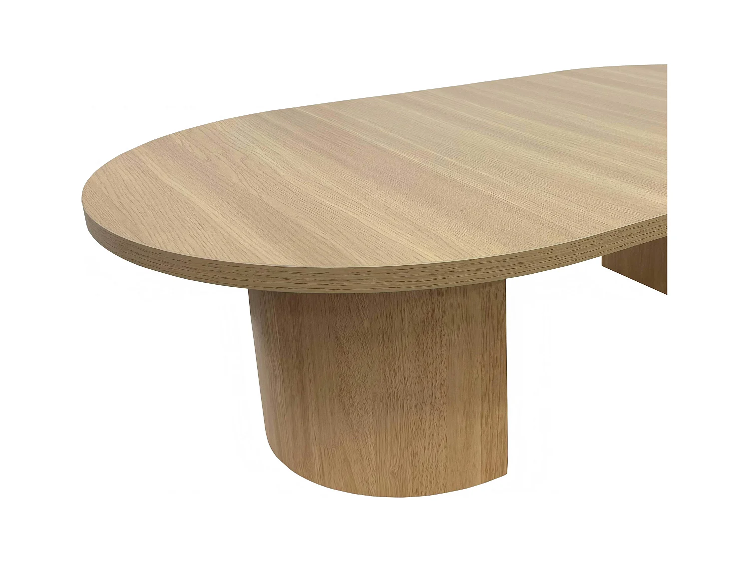 Table basse ovale 120 cm moderne effet bois clair