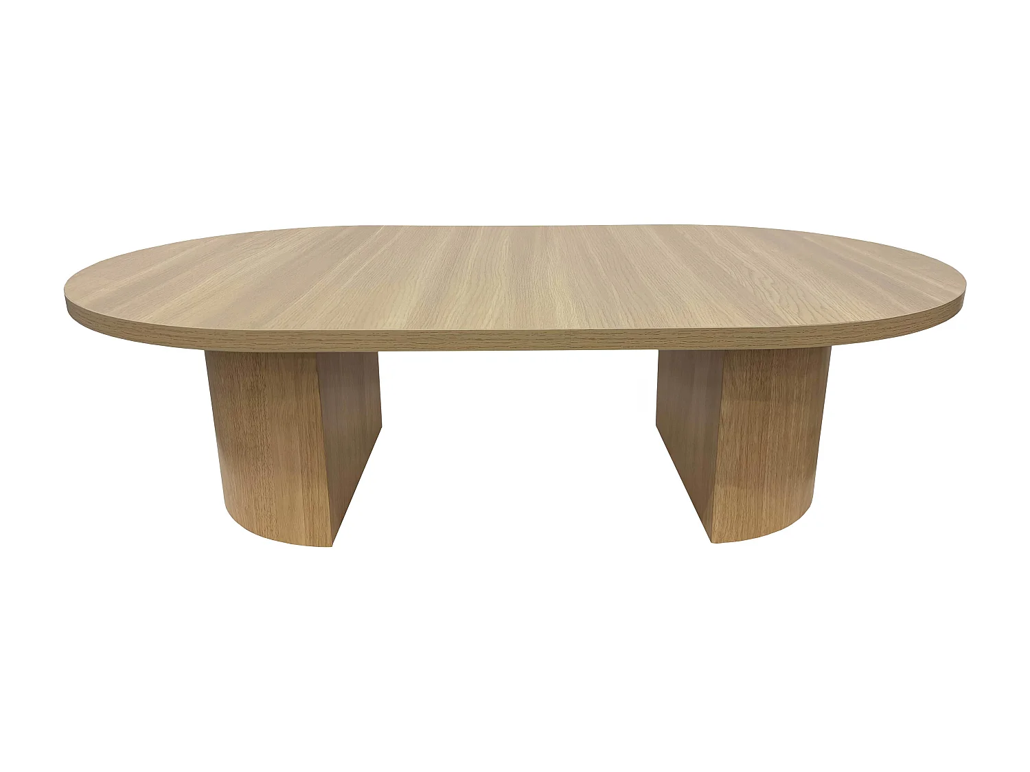 Table basse ovale 120 cm moderne effet bois clair