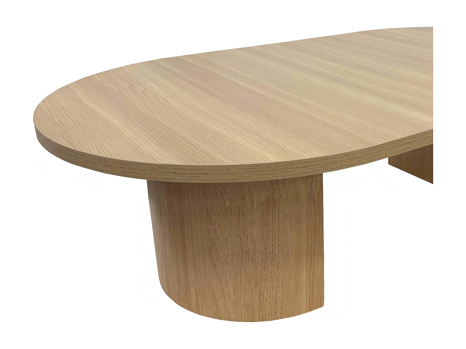 Table basse ovale 120 cm moderne effet bois clair