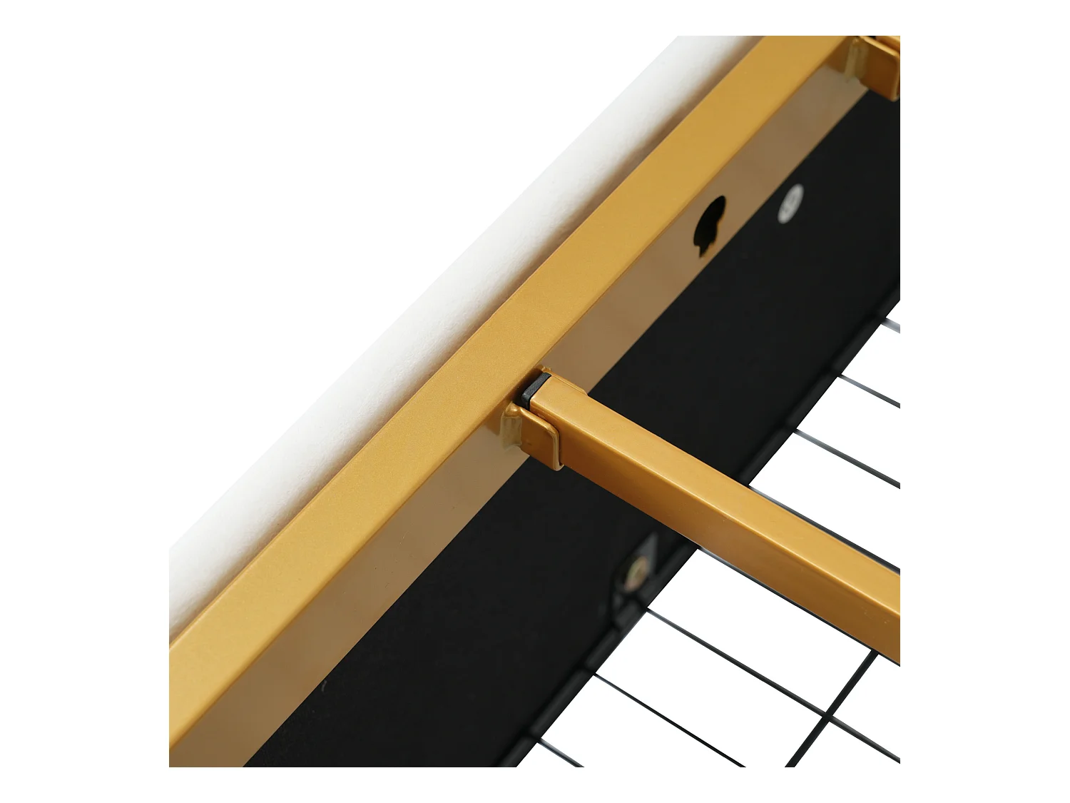 Lit enfant simple 90x200 cm avec sommier et 2 tiroirs - cadre de lit en métal avec USB et LED - velours - blanc (sans matelas)