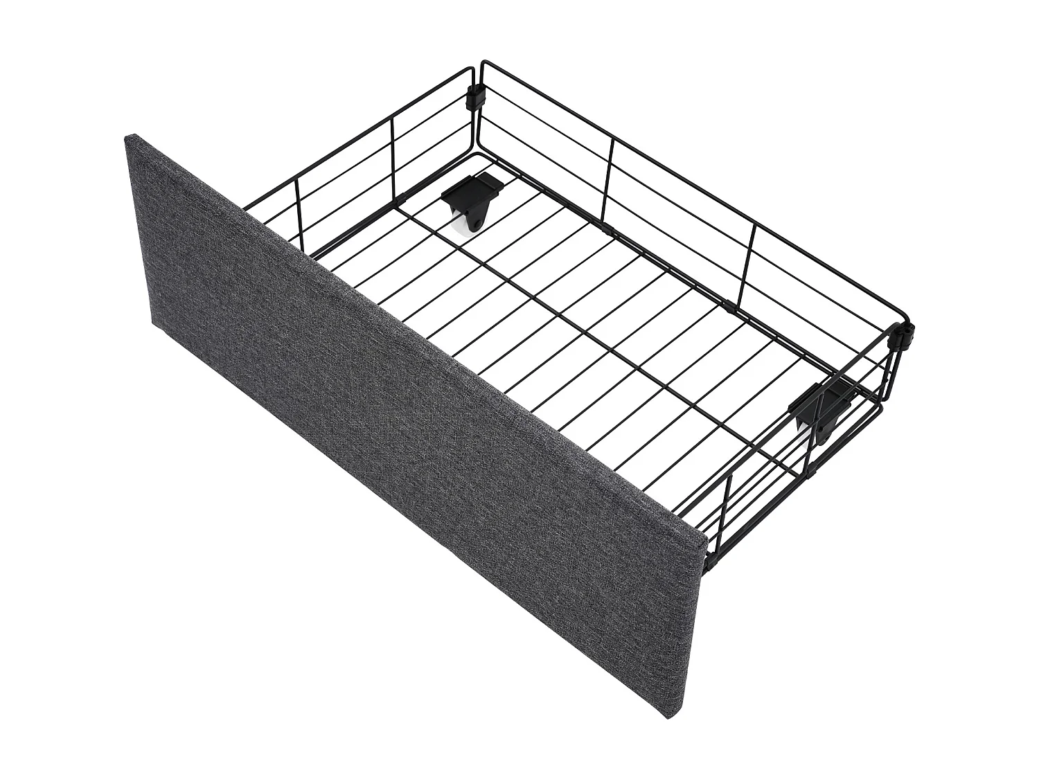 Lit adulte 140x200cm avec cadre métallique et 1 tiroir - tête de lit rangement USB et LED - lin gris (sans matelas)