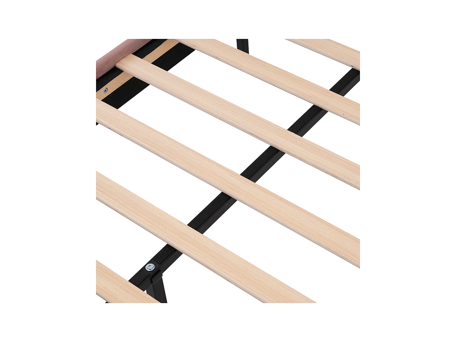 Lit enfant 90x200 cm avec sommier - tête de lit capitonnée avec USB - cadre de lit en bois - velours rose (sans matelas)