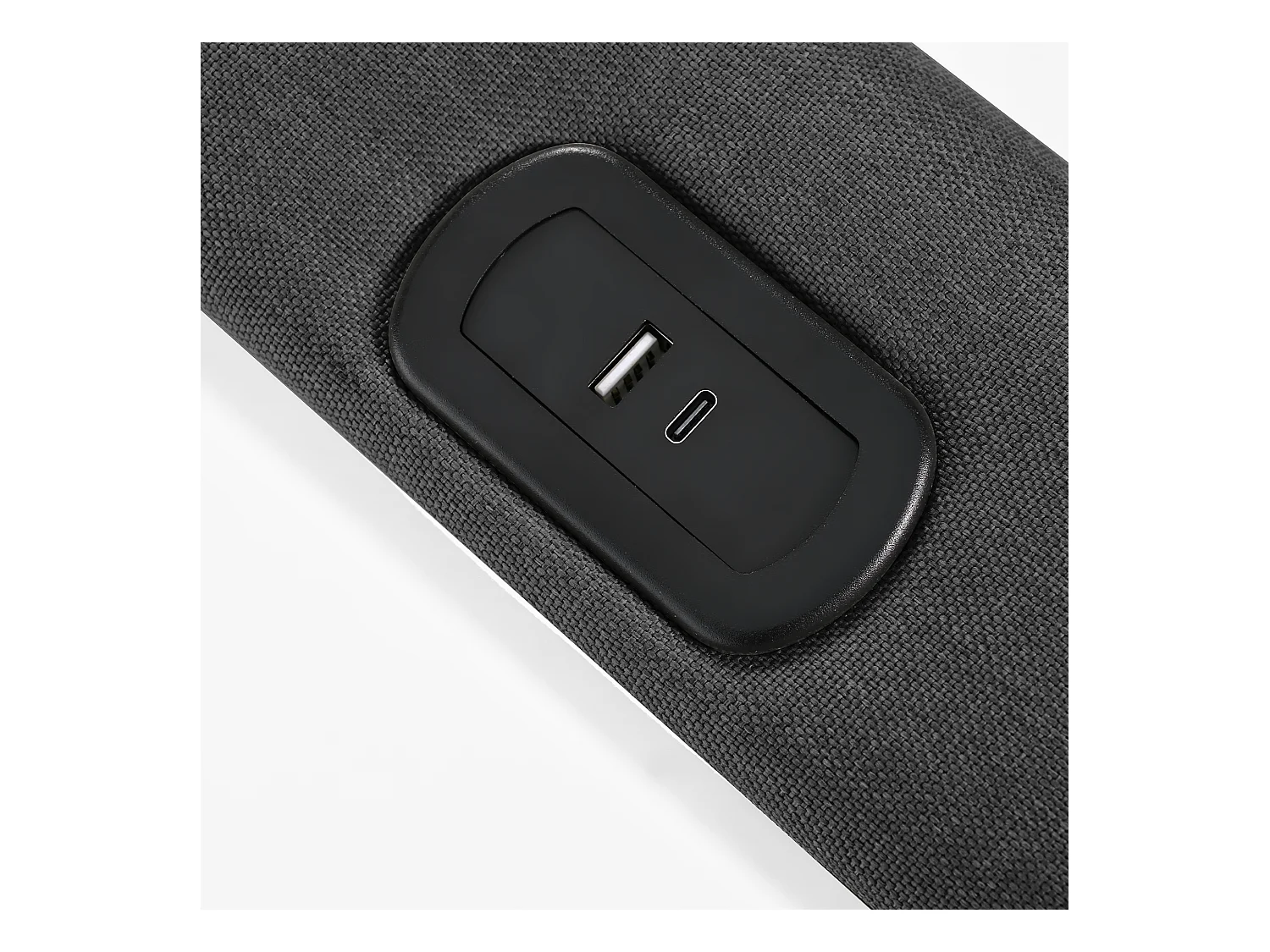 Lit coffre 160x200cm avec sommier - tête de lit réglable avec USB et LED - lin gris (sans matelas)