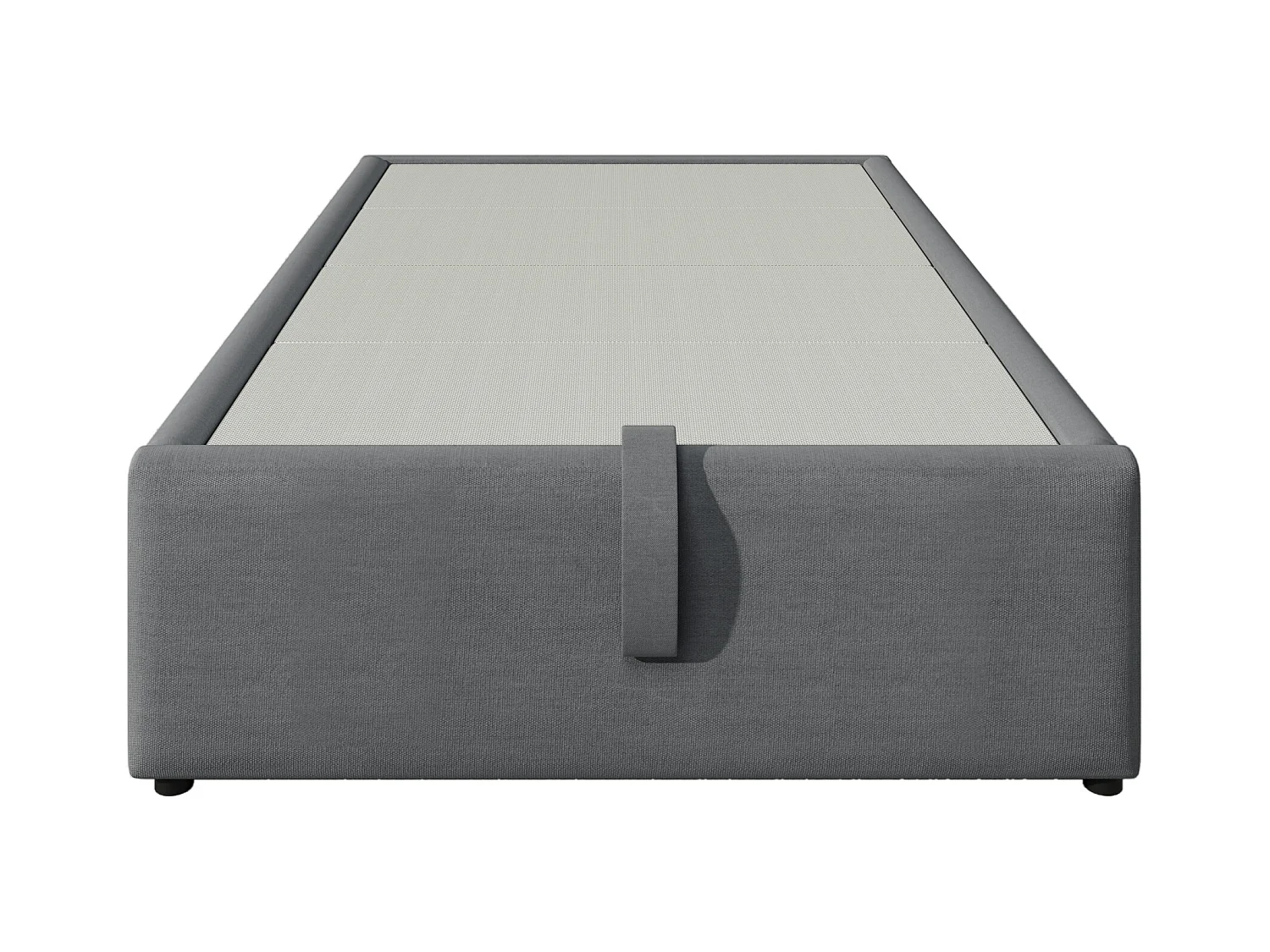 Lit coffre 90x200 cm - lit capitonnée avec USB - coton lin - gris - sans tête de lit ni matelas
