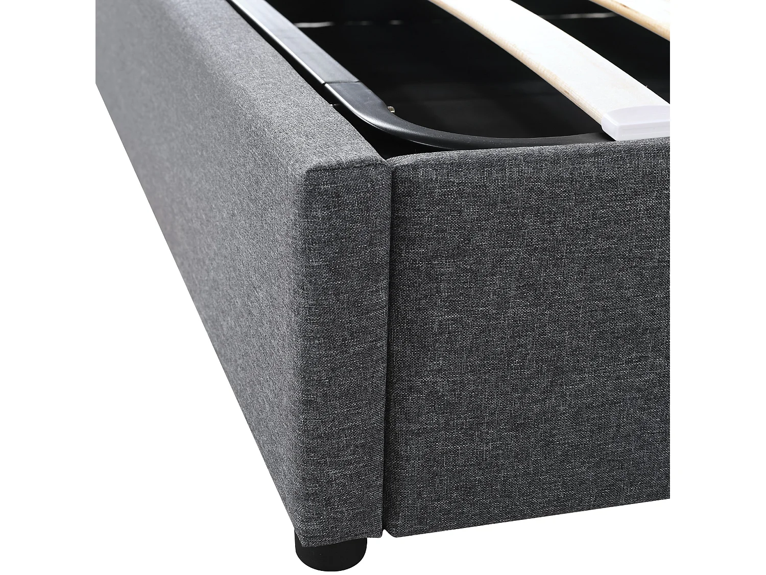 Lit coffre 160x200cm avec sommier - tête de lit réglable avec USB et LED - lin gris (sans matelas)