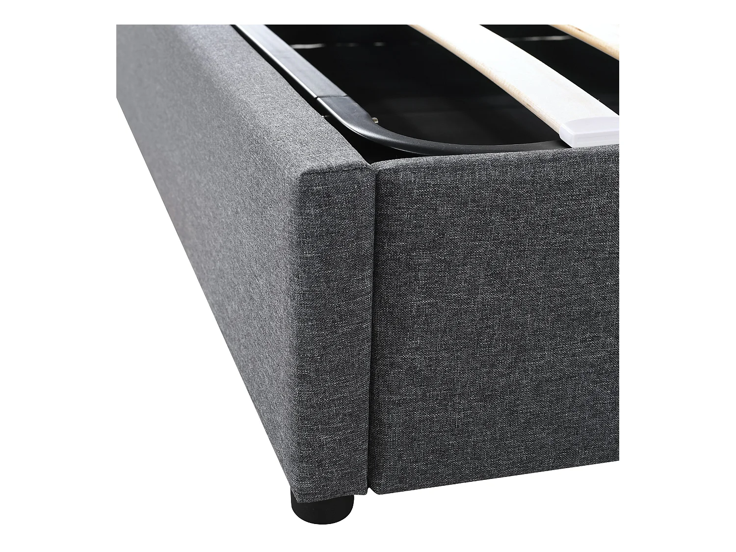 Lit coffre 140x200cm avec sommier - tête de lit réglable avec USB et LED - lin gris (sans matelas)