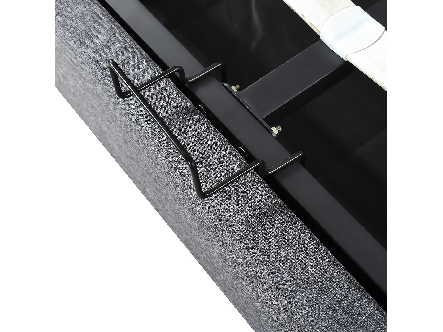 Cama de armazenamento para adultos 140x200 cm com base - cabeceira ajustável com USB e LED - linho cinza (sem colchão)