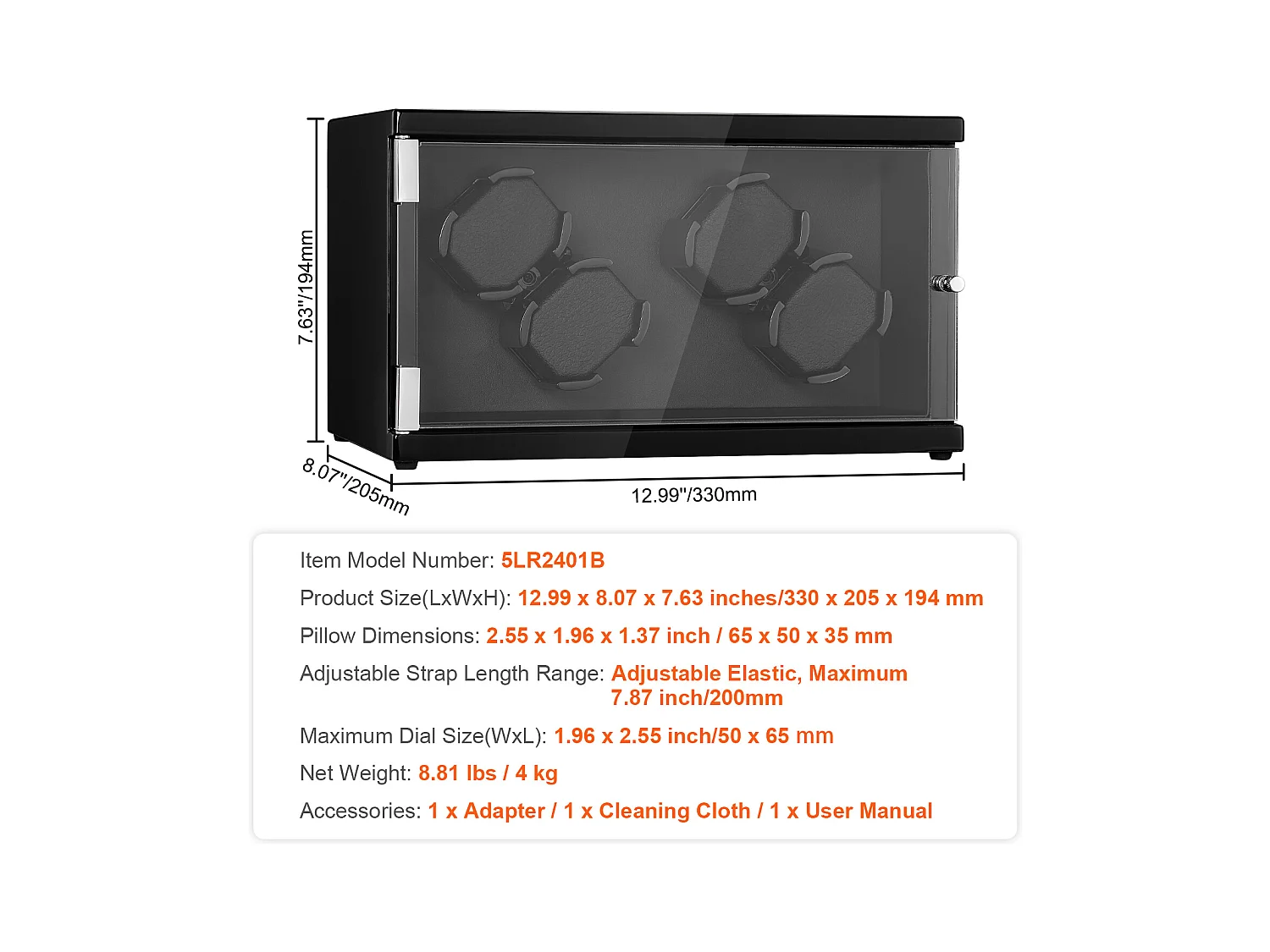 Remontoir Montre Automatique SucceBuy, pour 4 Montres Automatiques avec 2 Moteurs Japonais Silencieux