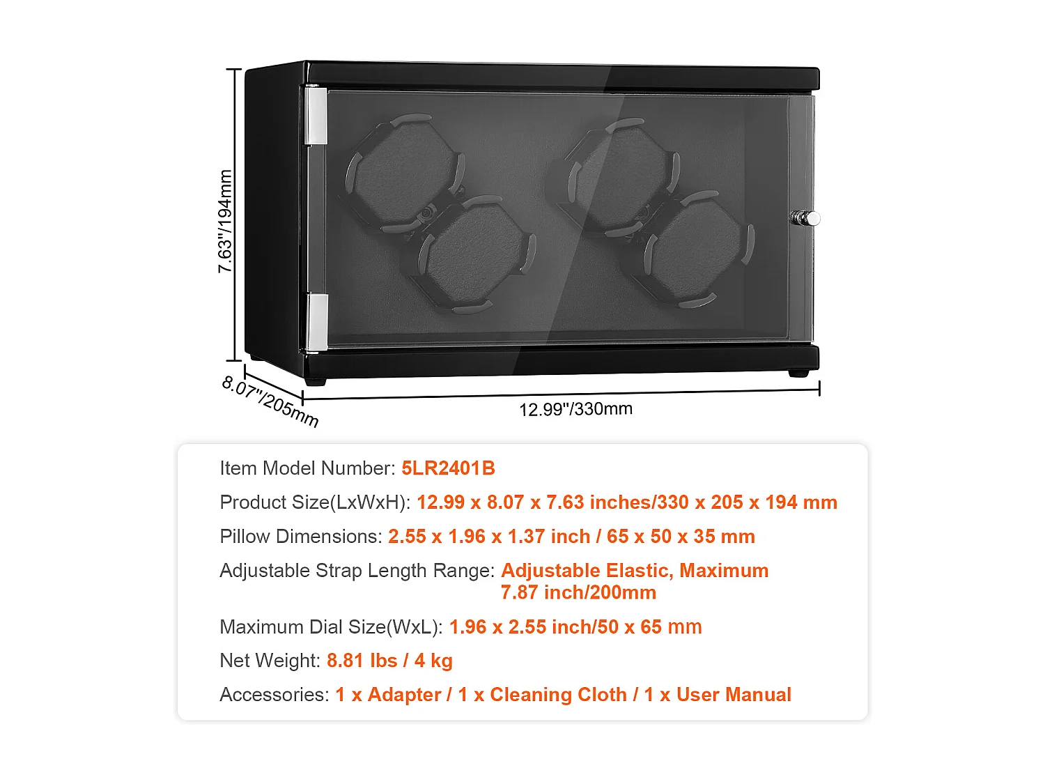 Remontoir Montre Automatique SucceBuy, pour 4 Montres Automatiques avec 2 Moteurs Japonais Silencieux