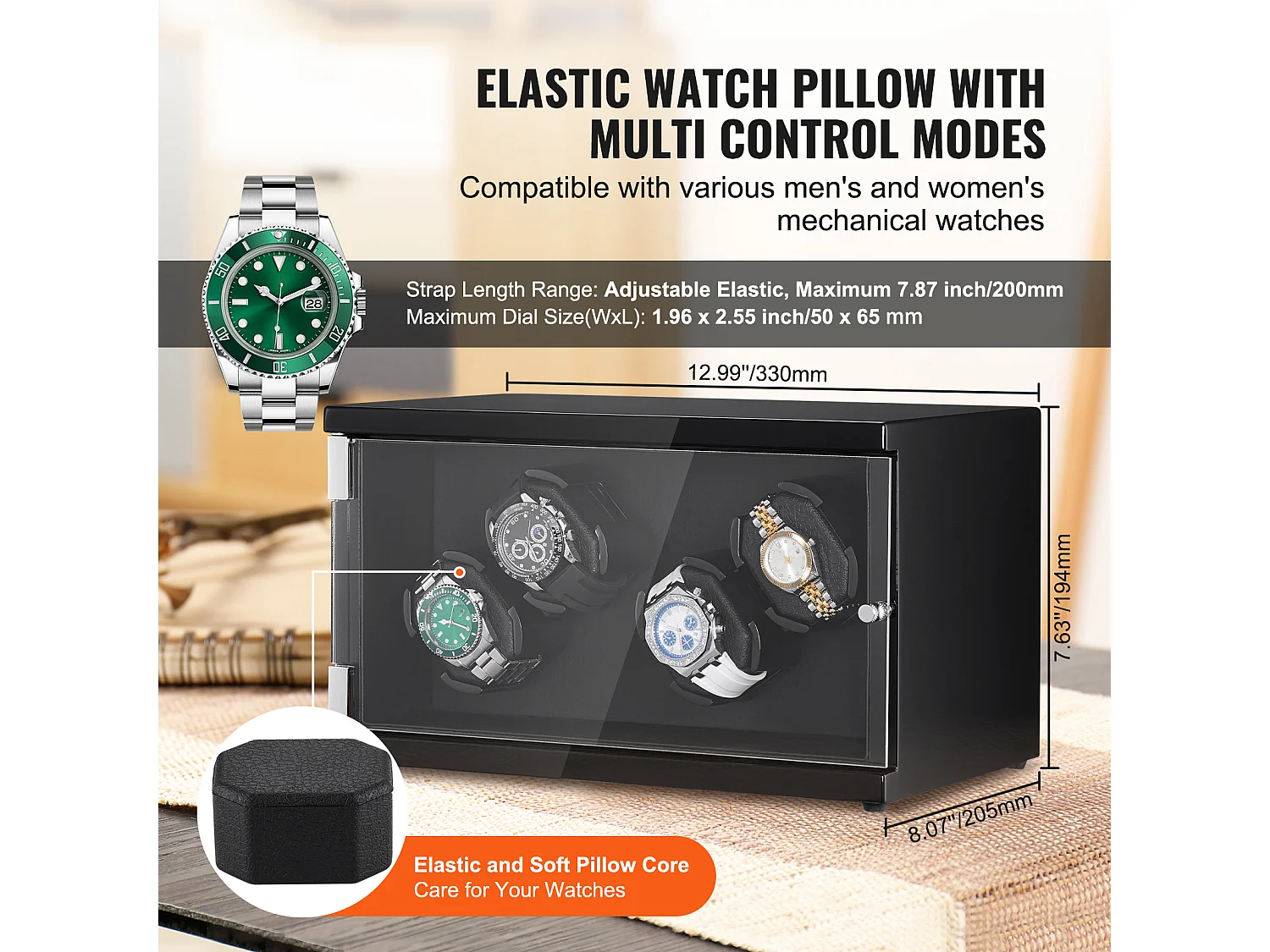 Remontoir Montre Automatique SucceBuy, pour 4 Montres Automatiques avec 2 Moteurs Japonais Silencieux