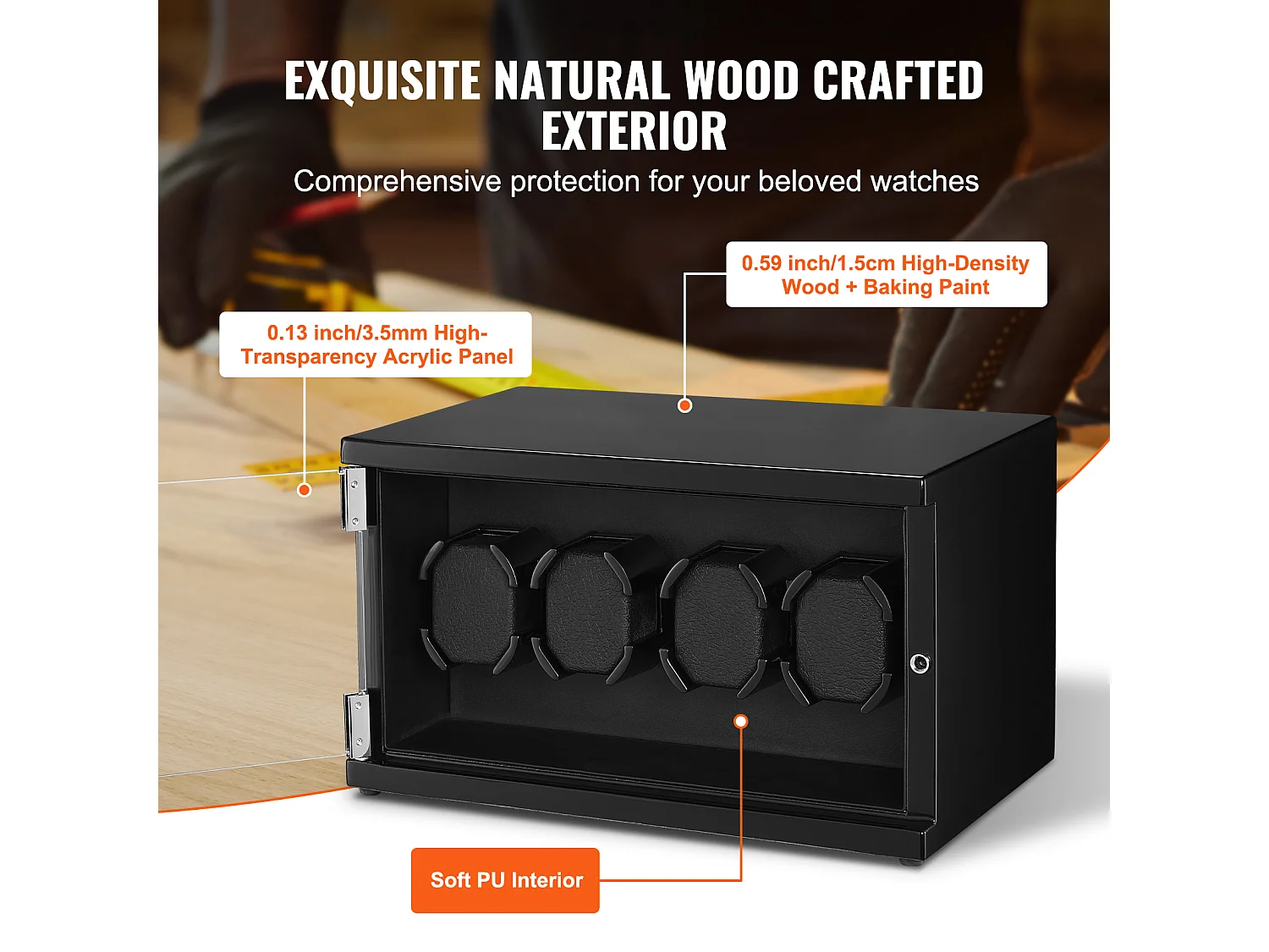 Remontoir Montre Automatique SucceBuy, pour 4 Montres Automatiques avec 2 Moteurs Japonais Silencieux