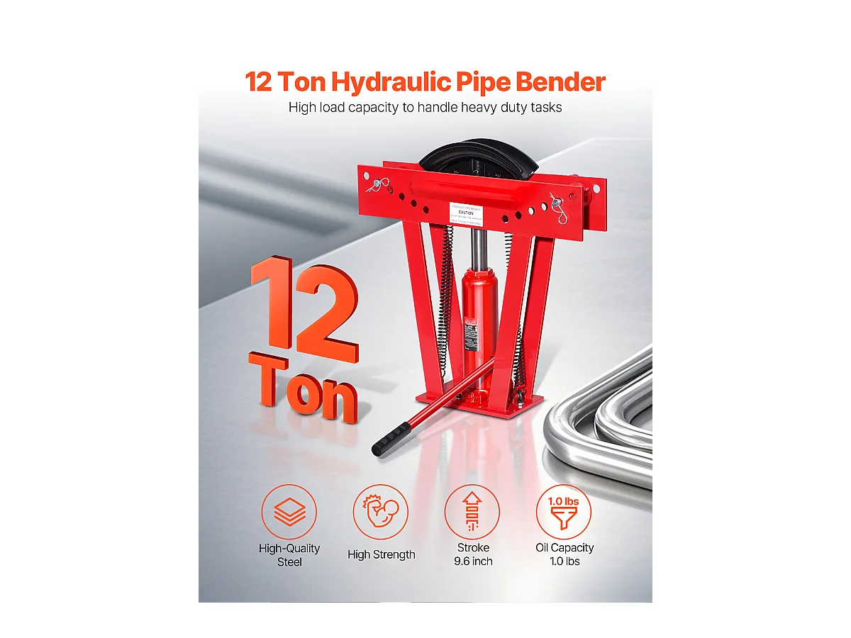 Curvatrice per Tubi Idraulica SucceBuy, 12 Tonnellate, Strumento Manuale con 6 Matrici, Robusta, Rotoli Regolabili a 90-180°