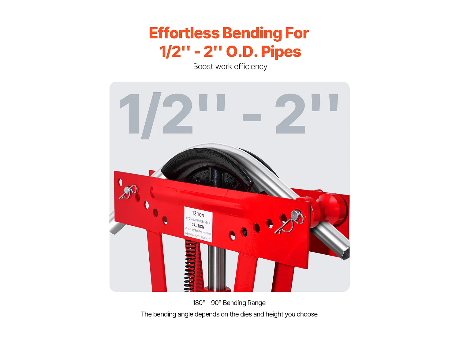 Cintreuse de Tubes Hydraulique SucceBuy, 12 Tonnes, Outil Manuel avec 6 Matrices, Robuste, Rouleaux Réglables à 90-180°
