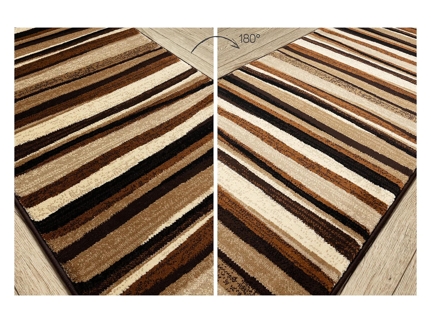 Tapis de couloir ROYAL 5374 RAYURES ONDULÉES beige / marron 80x670 cm