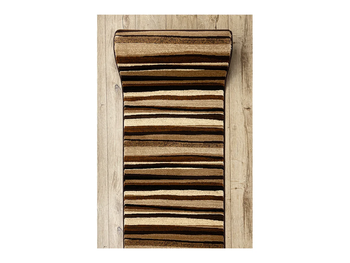 Tapis de couloir ROYAL 5374 RAYURES ONDULÉES beige / marron 70x520 cm