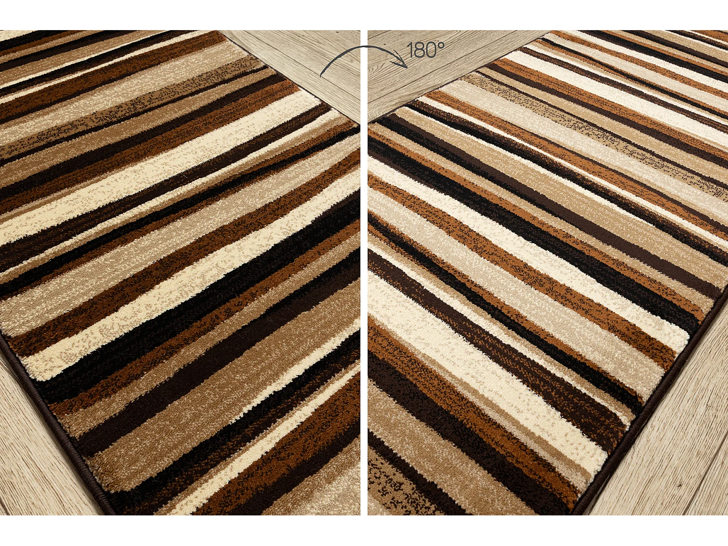 Tapis de couloir ROYAL 5374 RAYURES ONDULÉES beige / marron 70x930 cm