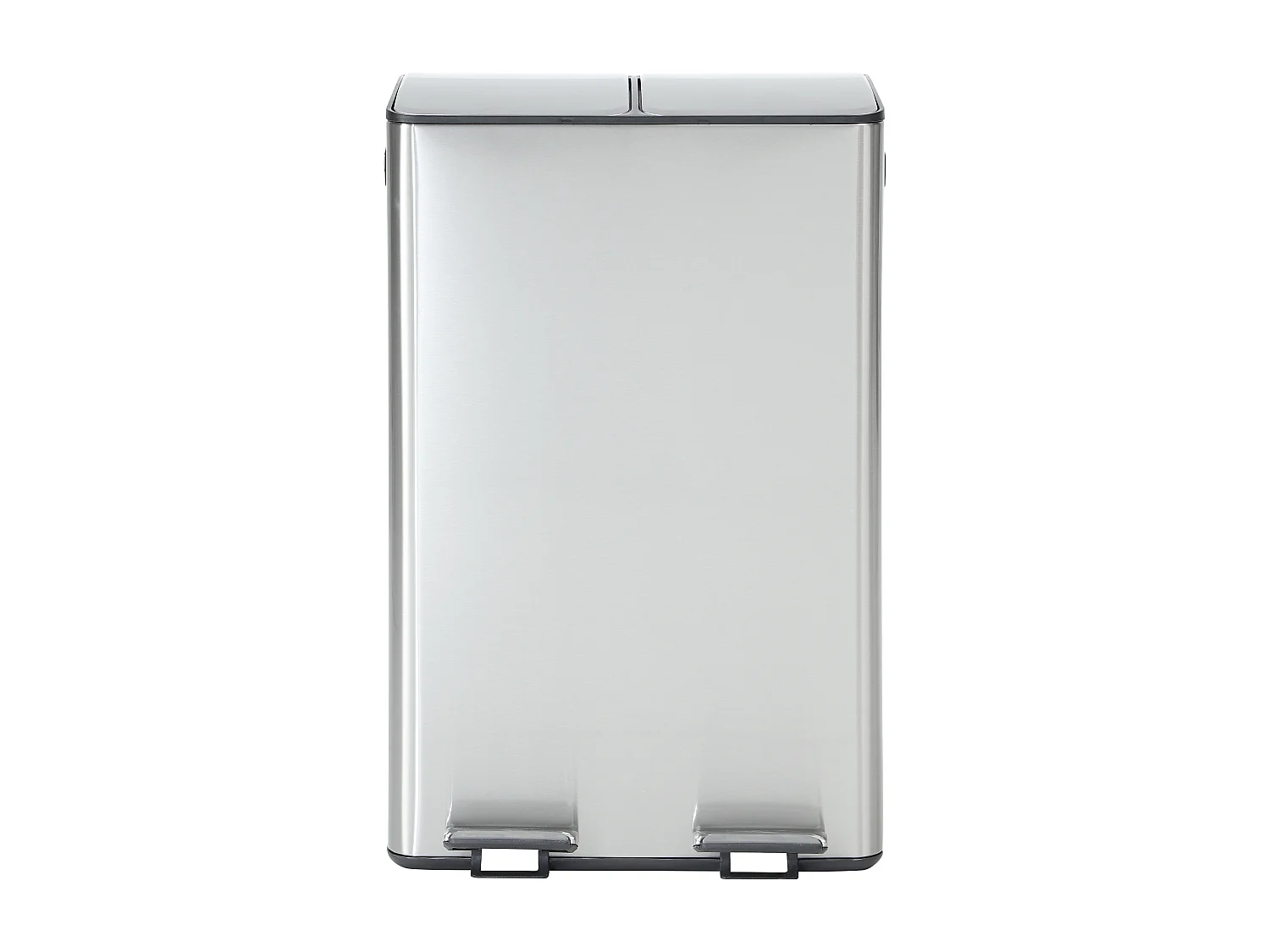 Poubelle de tri sélectif à pédales  en inox - 2 bacs de 30L - Chrome - GANEM