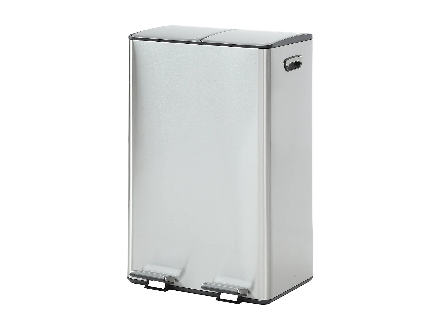 Poubelle de tri sélectif à pédales  en inox - 2 bacs de 30L - Chrome - GANEM