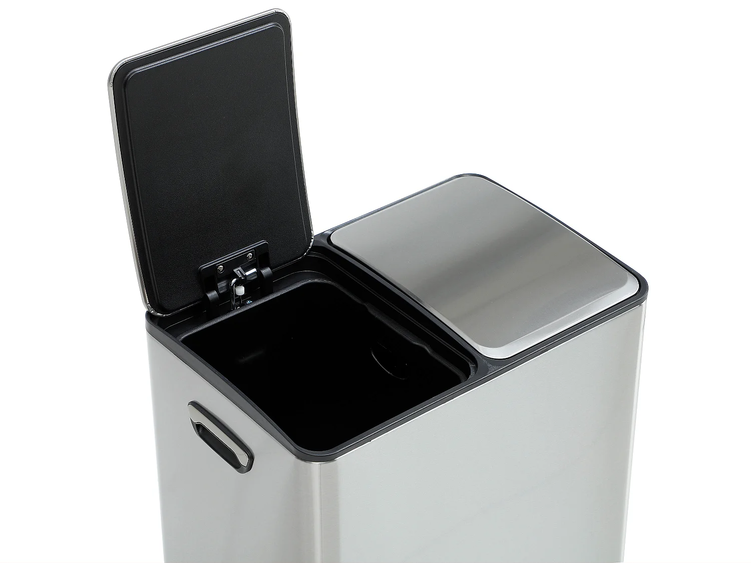 Poubelle de tri sélectif à pédales  en inox - 2 bacs de 30L - Chrome - GANEM