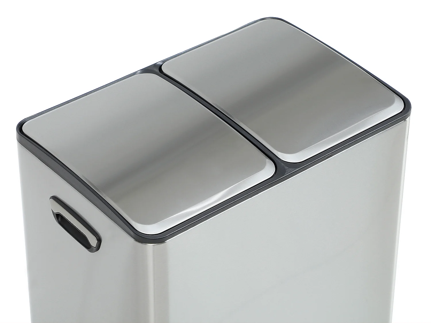Poubelle de tri sélectif à pédales  en inox - 2 bacs de 30L - Chrome - GANEM