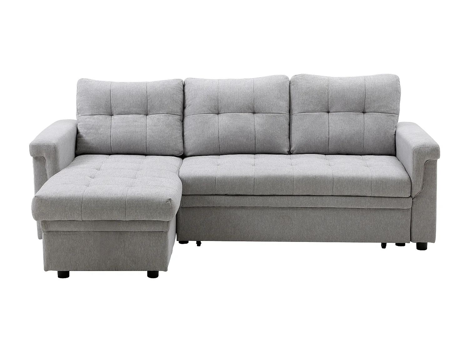 Canapé d'angle convertible et réversible en tissu gris clair DERAMOP