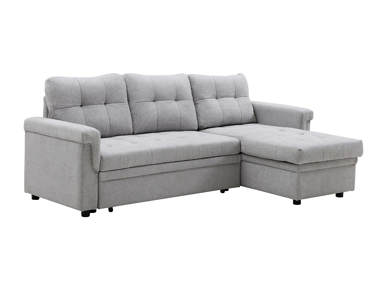 Ecksofa mit Schlaffunktion, umstellbar – Stoff – Hellgrau – DERAMOP günstig online kaufen