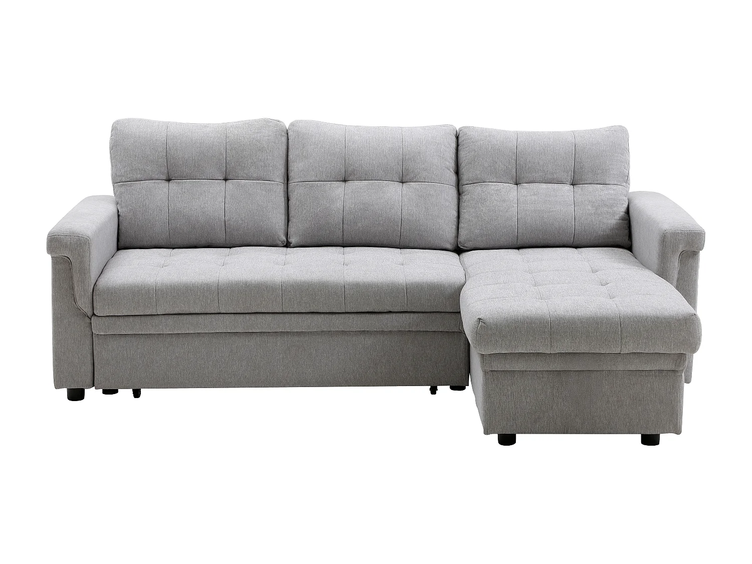 Canapé d'angle convertible et réversible en tissu gris clair DERAMOP