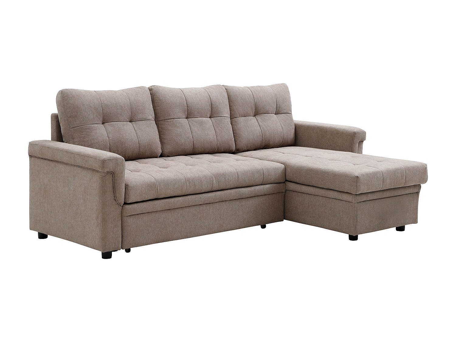 Ecksofa mit Schlaffunktion, umstellbar – Stoff – Taupe – DERAMOP günstig online kaufen