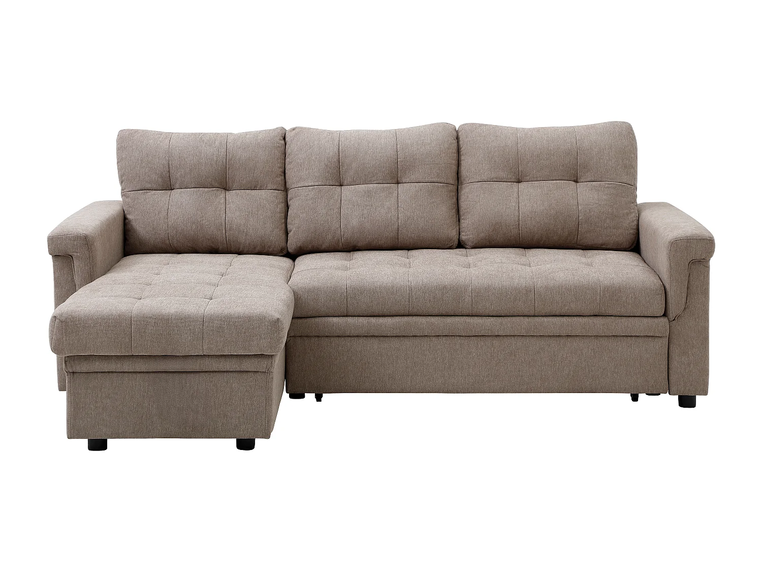 Canapé d'angle convertible et réversible en tissu taupe DERAMOP