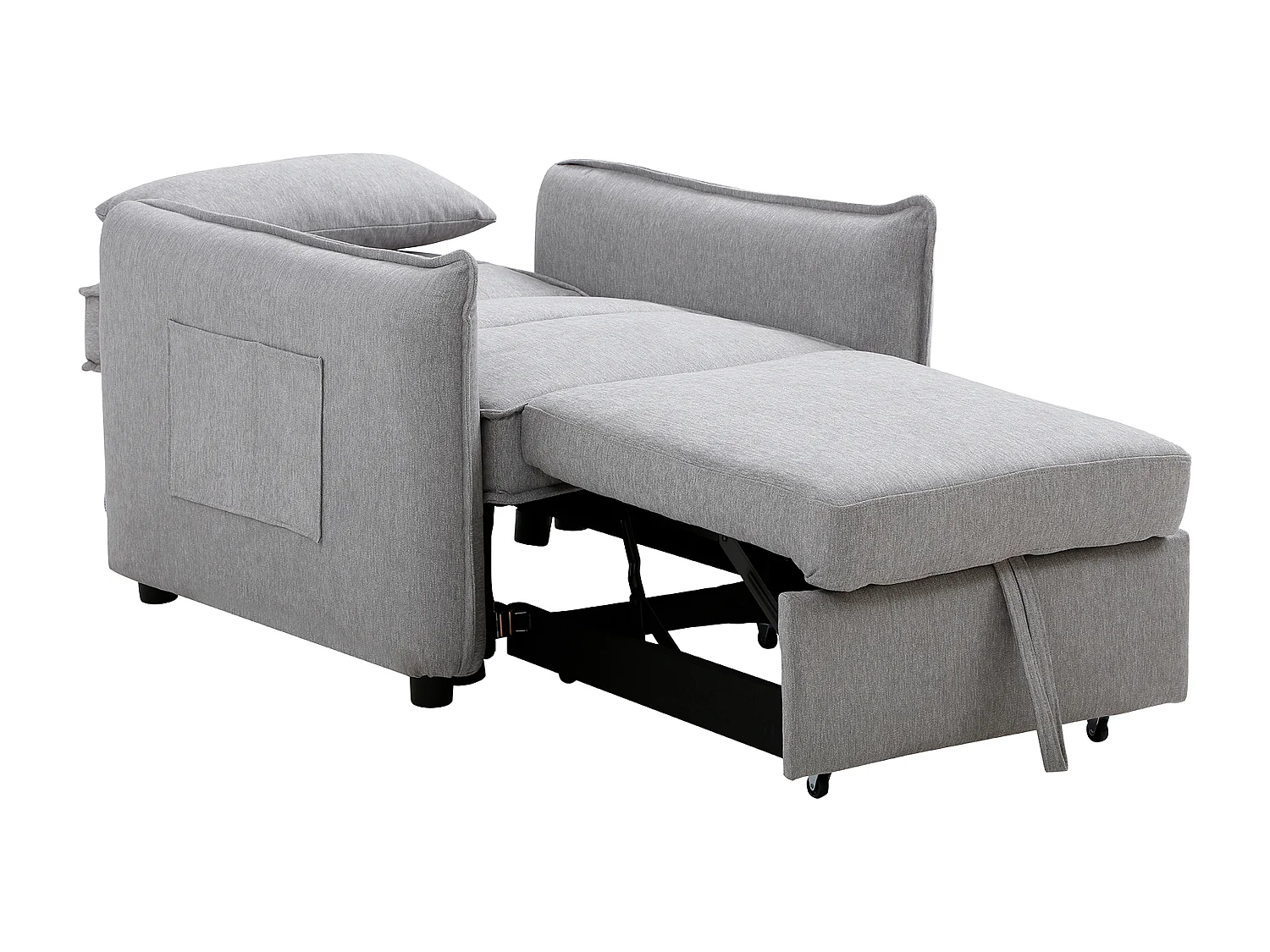Poltrona conversível em tecido cinza claro FENORA