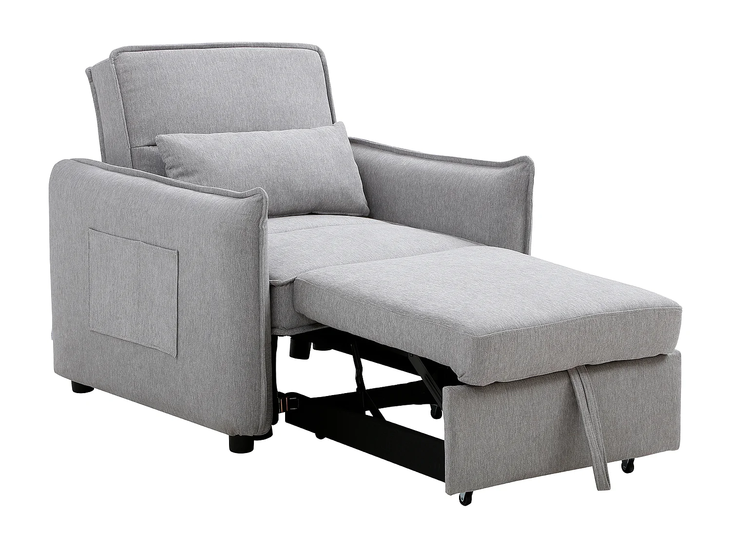 Poltrona conversível em tecido cinza claro FENORA