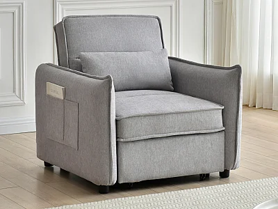 Poltrona letto in tessuto grigio chiaro - FENORA